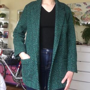 Teal tweed blazer jacket
